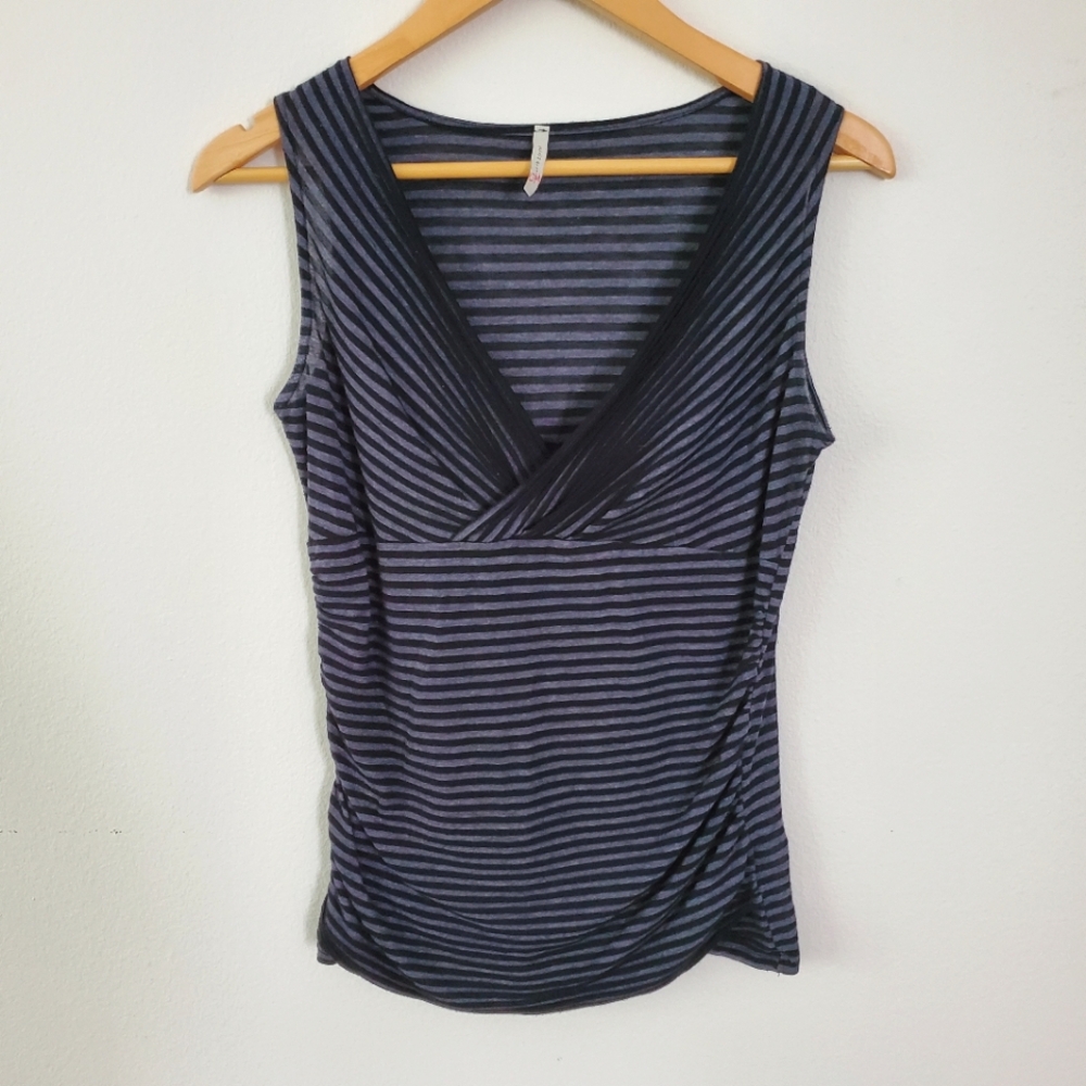 Olivia Moon Striped V Neck Sleeveless Tank